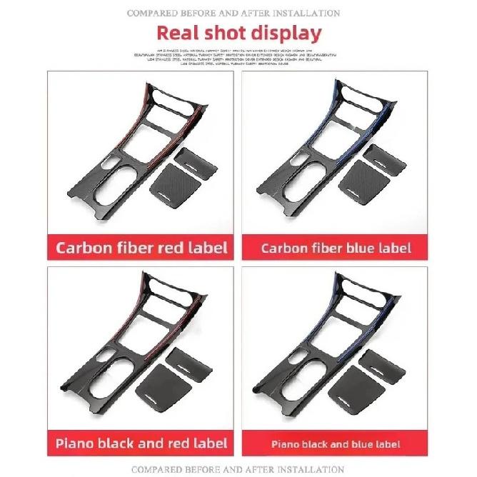 Pannello Trim Portabicchieri Centrali per Console Centrale Auto per Mercedes GLA CLA Classe A W176 2013-2018 LHD ABS Fibra di Carbonio