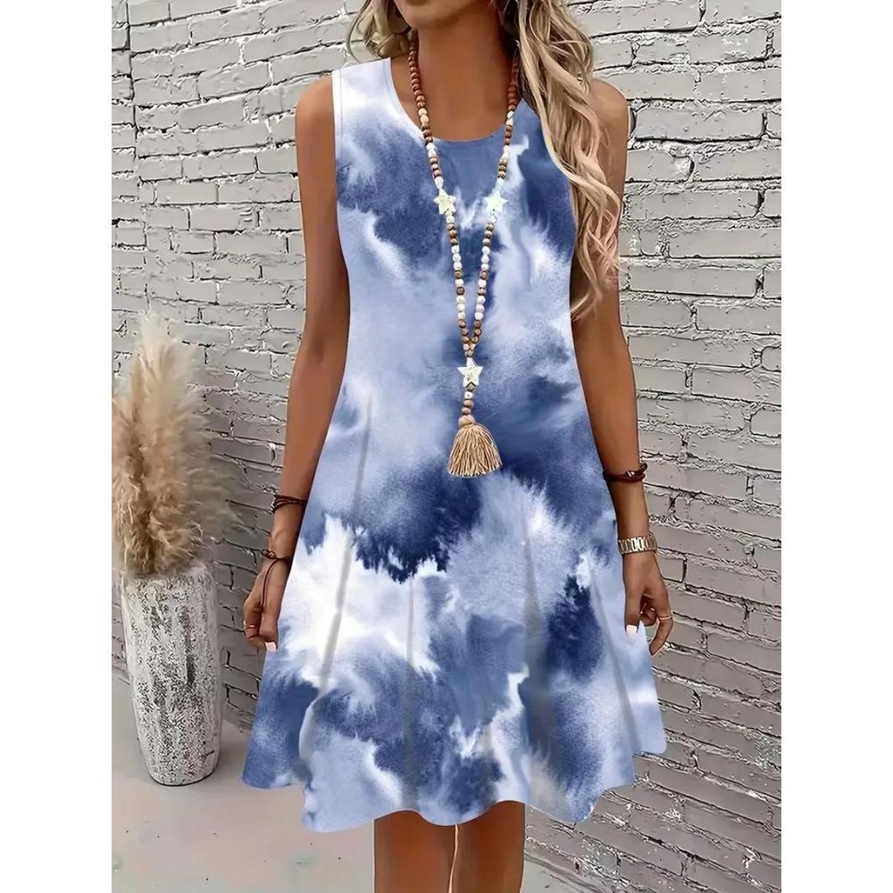 Comfortable Versatile Gradual Change Sleeveless Dress Casual Loose Simple Casual Dresses S