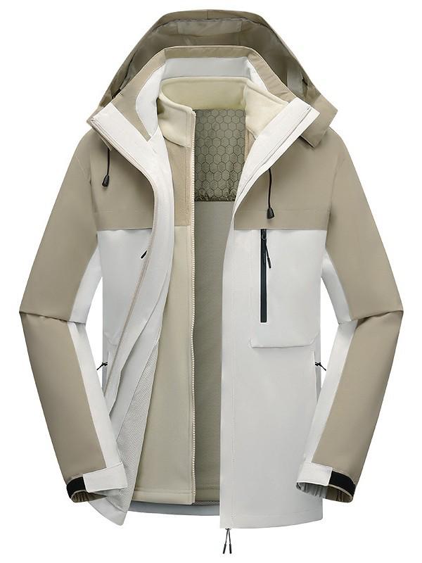 Personalized Windproof 3-in-1 Jacket: Solid Color, Custom Logo, Unisex Design, Thick Workwear