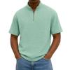 Men's Short Sleeve Half Zip Pullover Shirt Loose Fit Lightweight Casual Top with Stand Collar Suitable for Outdoor and Daily Wear