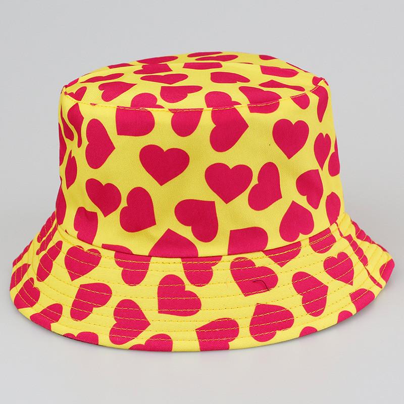 Summer Heartshaped Printed Doublesided Hat Outdoor Sunscreen Fishermans Hat