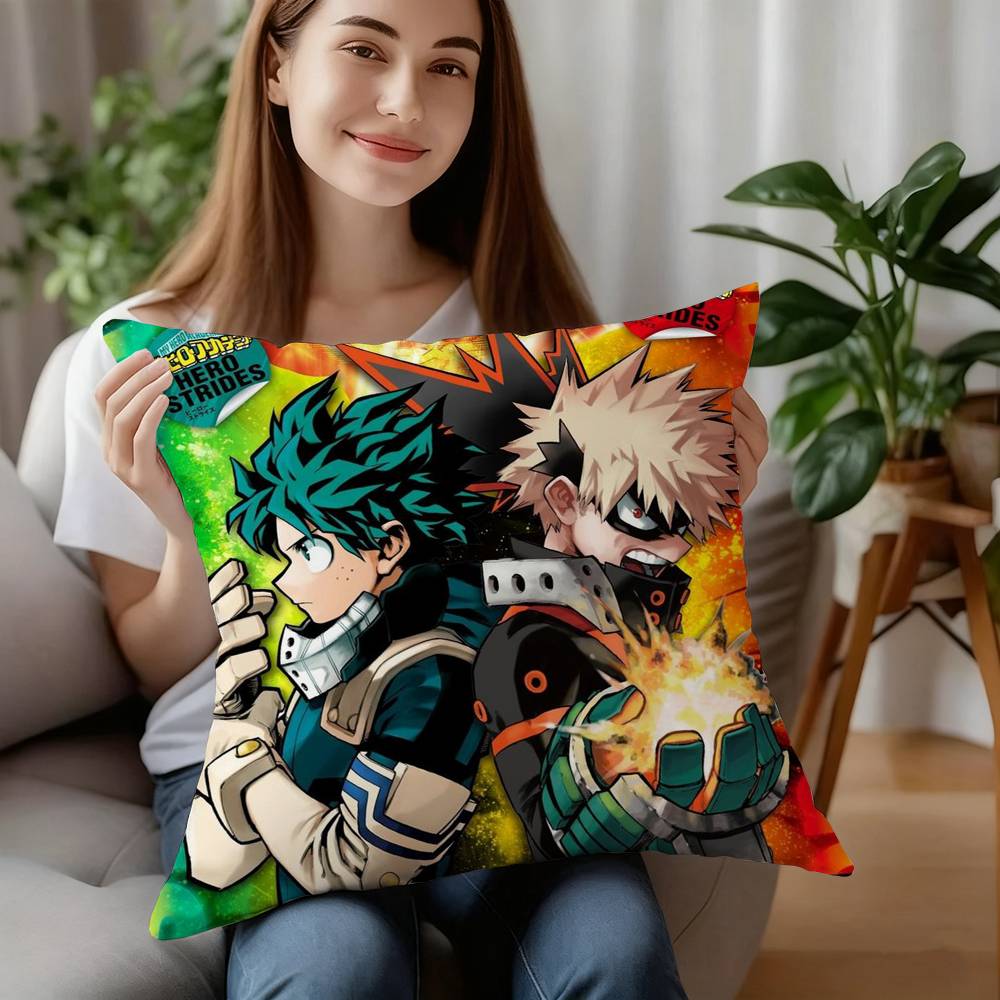 

Hot-cartoon M-My Hero AcademiaS Pillow Case Short Plush Sofa Decorative Gift Home Double-sided Printing Cushion 12x12Inch