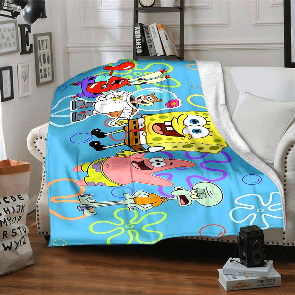 1Pc Spongebob Friends Adventure Blanket Soft Throw Blanket For Home Bedroom Bed Sofa Travel Office Solid Christmas Blanket