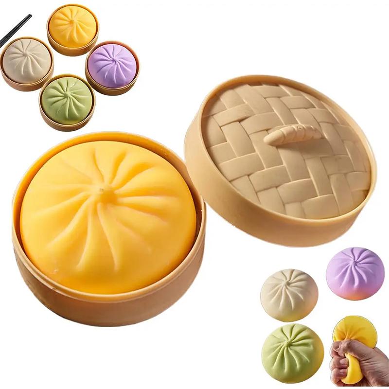 Colorful Simulation Of Steamed Stuffed Bun Squishes Stress Flour Balls Low Rebound Decompression Toys Dough Ball Home Decor Gift