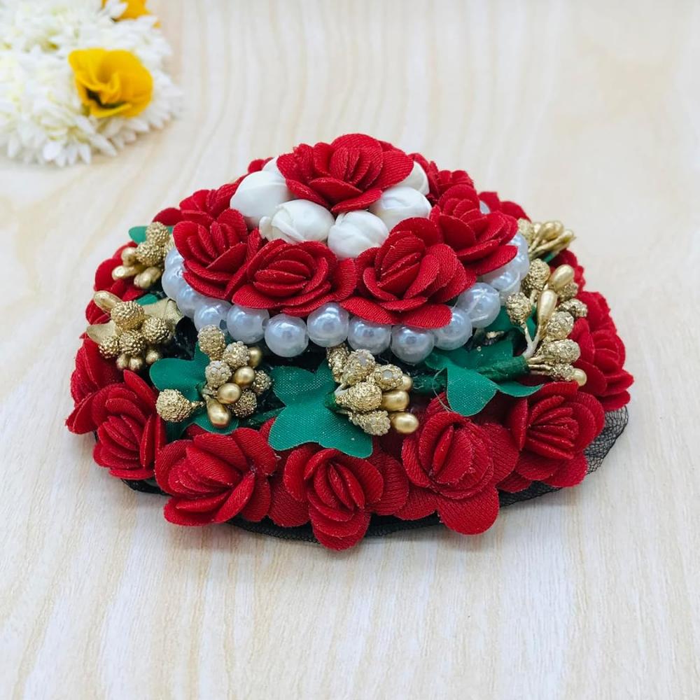 Künstliche Blume Juda Haar Gajra für Mädchen Haarstyling (Packung mit-01,Farbe-Multi)