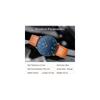 Minimalist Men's Analog Watch with Date Display and Leather Strap Orange Blue
