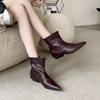 Autumn and winter new pointed square with temperament French fashion splicing short boots Martin boots