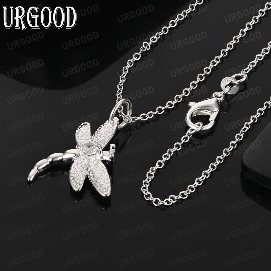 Exquisite 925 Sterling Silver Dragonfly Pendant Necklace - Stylish Wedding Jewelry 45cm