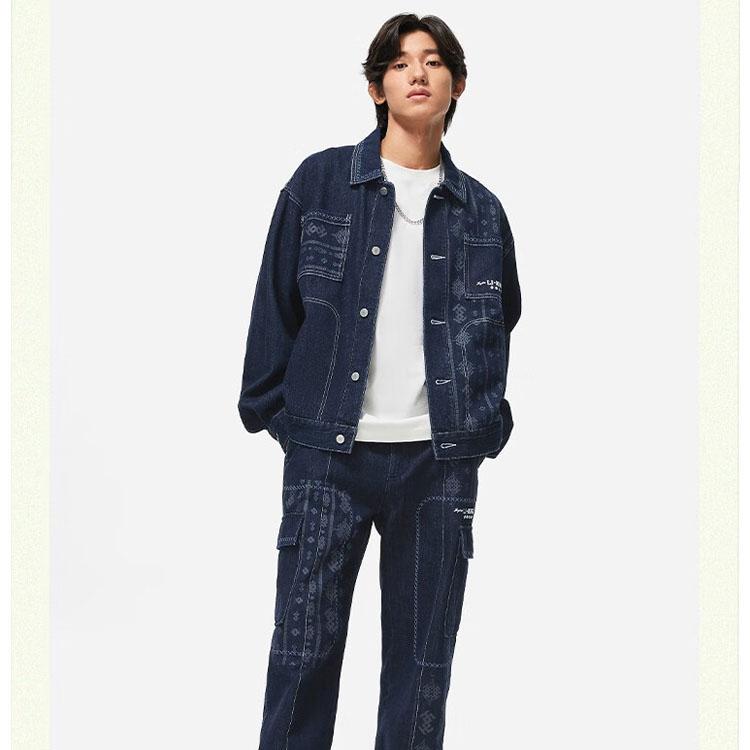 Li Ning Sports Life Collection Denim Jacket Men's Denim Blue AJDT365-1