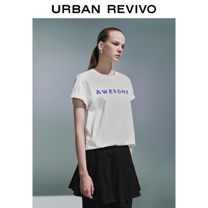 UR 2025 Summer Women s Color-block 3D Letter Cotton T-shirt L