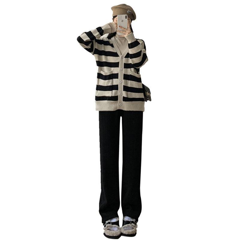 Chenier Wide-leg Pants Women's Pants New Autumn and Winter Thickened Cotton Pants Straight Casual Velvet Pants Outer Wear