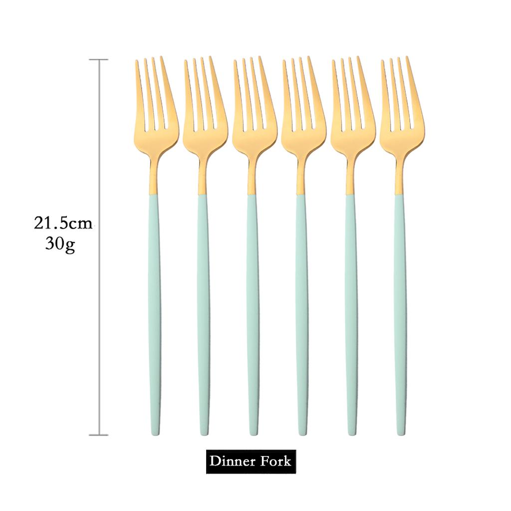 6Pcs Colorful Cutlery Set Stainless Steel Dinner Fork Set Dessert Cake Fork Fruit Salad Fork Tableware Set Kitchen Flatware Set