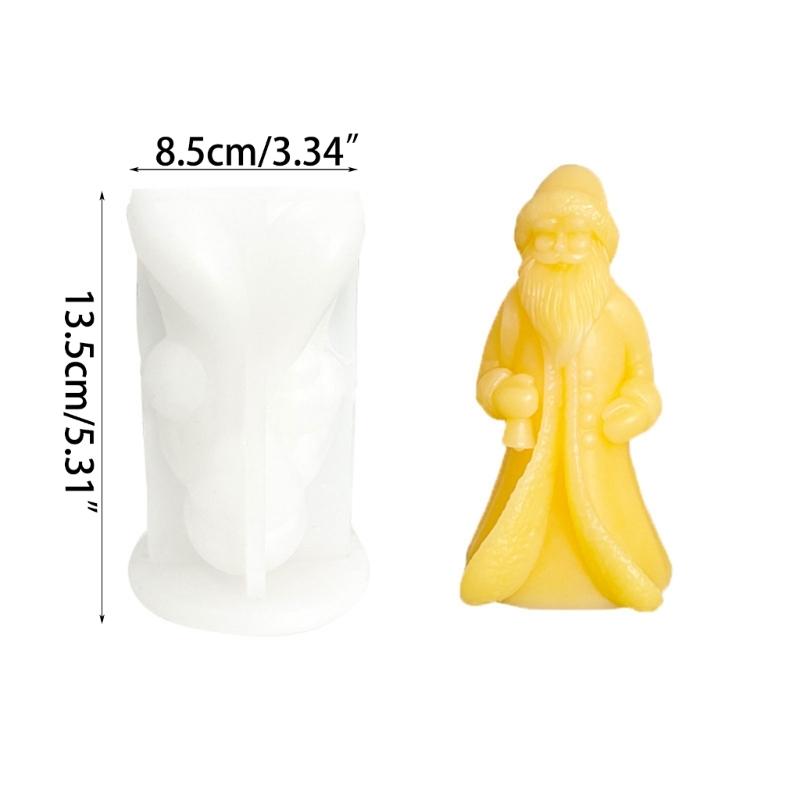3D Santa Candle Mold Christmas Candle Silicone Mold Non-stick Easy to Mold for Making Candle Plaster Home Decorations