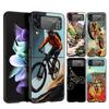 Hard PC Phone Case For Samsung Galaxy Z Flip 7 6 5 4 Black Cover For Galaxy Z Flip 3 Foldable Shockproof Autumu Bike Cycling Bag