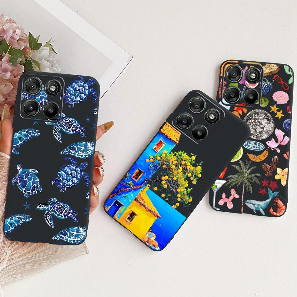 For Motorola Moto G17 Cute Flower Butterfly Cat Painted Case For Motorola MotoG17 G17 Power Black Silicone Soft Phone Cases