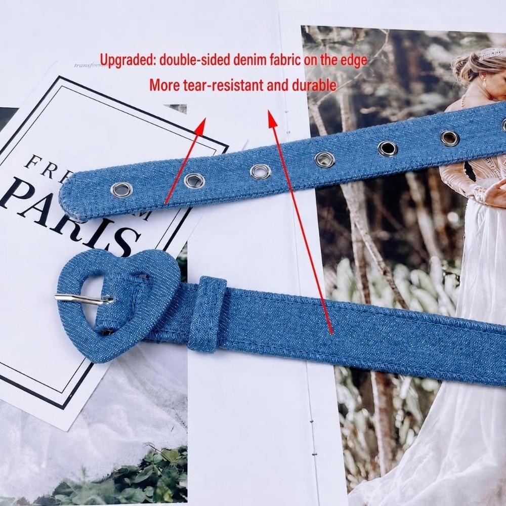 Adjustable Decorative Waist Strap Heart Shape Buckle Fashion Denim Belt Daily Outfits