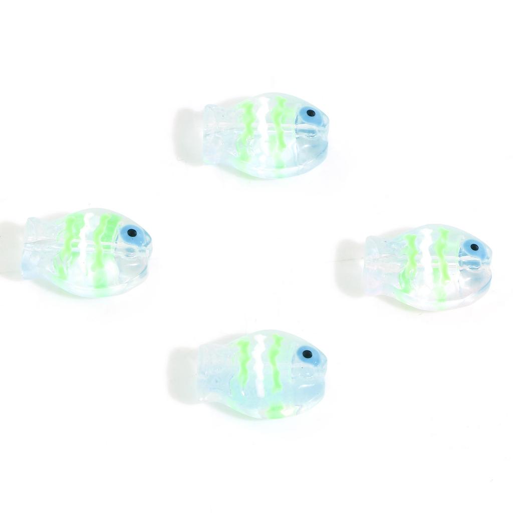 5 PCs Lampwork Glass Beads Ocean Jewelry Beads For DIY Charm Jewelry Making Fish Animal Multicolor AB Rainbow Color  14mm X 10mm