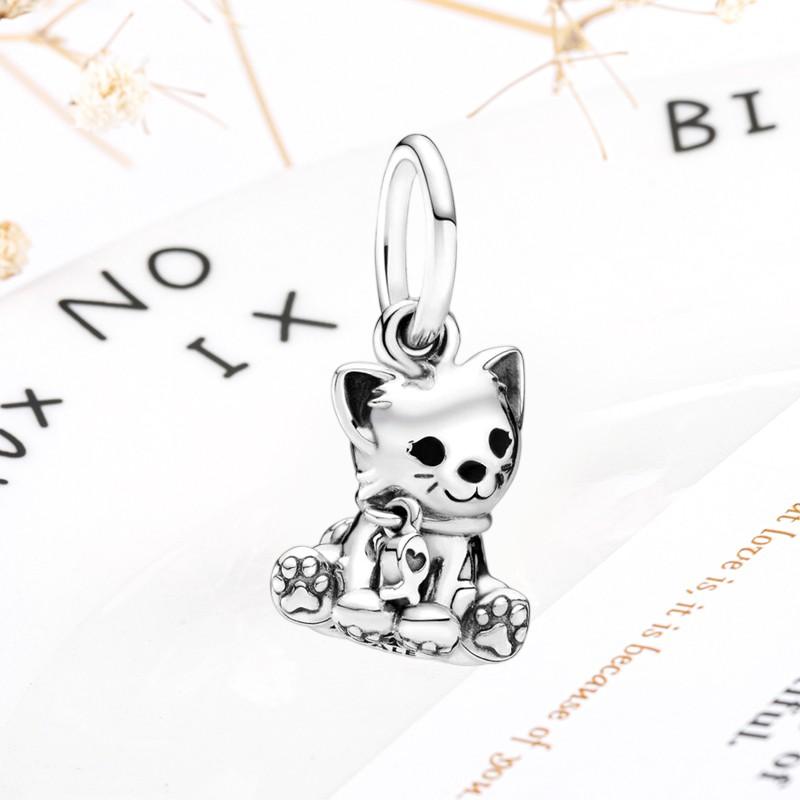 DIY Sparkling Paw Print Charm Beads for Pet Cat Dog Bracelets Jewelry Gifts Accessories