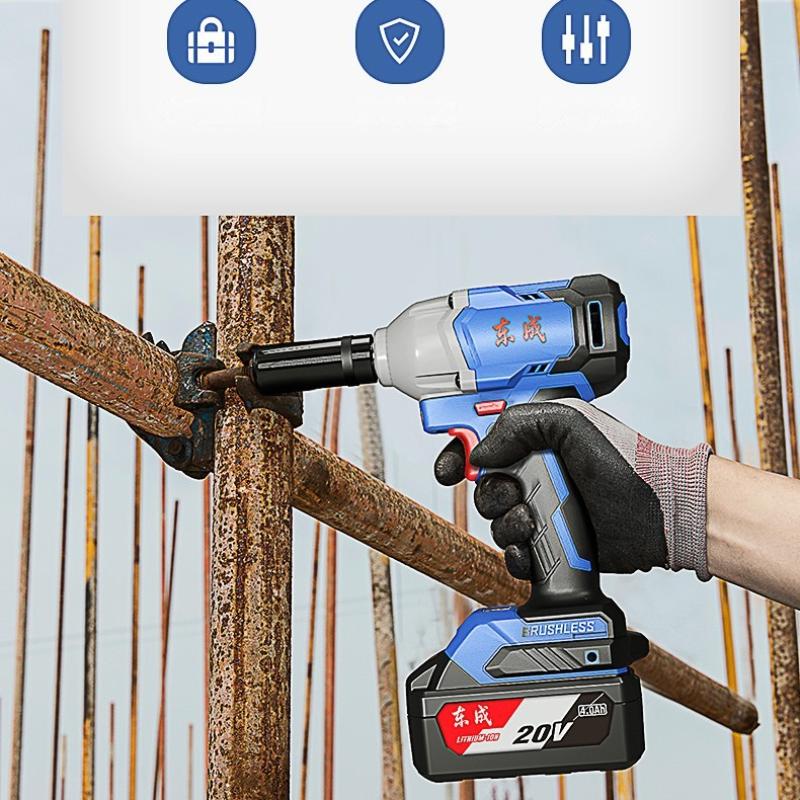 Chave Elétrica Sem Escovas Dongcheng Alto Torque Bateria de Lítio Ferramenta Canhão de Ar Elétrico para Prateleira de Autoreparo Chave de Impacto Dongcheng