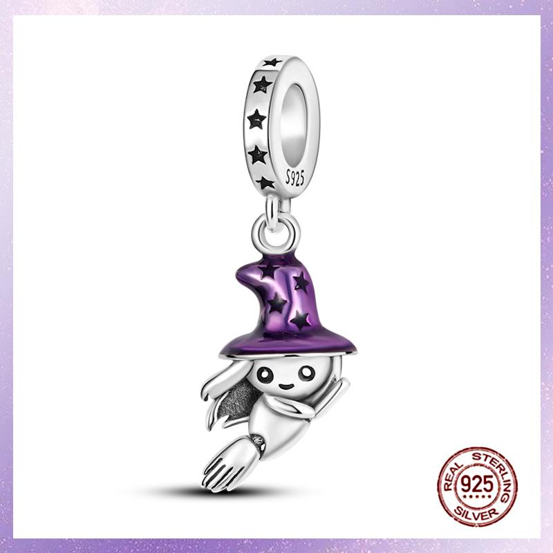 Purple Charms Copper Fit Original Pendant Bracelet Butterfly Glass Heart Feather Clip Charm Dangle Luminous Bead Diy Jewelry