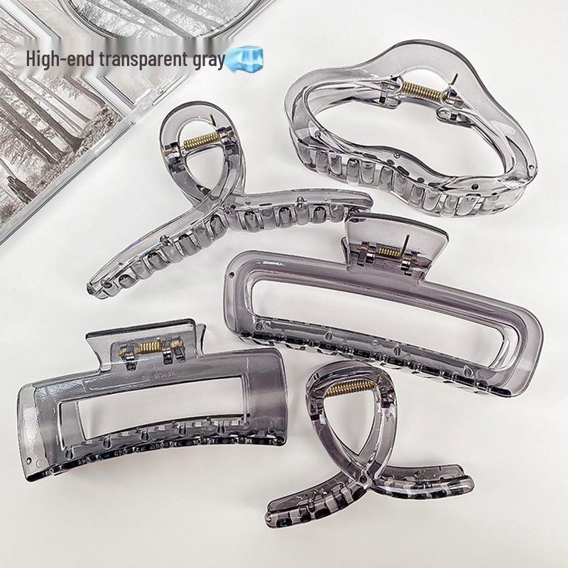 

Transparent Gray Large Claw Clip - High-End Korean Hair Accessory for Women s Updos Direct Wholesale