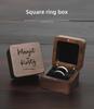 Walnut Solid Wood Double Groove Ring Box with Laser Pattern for Engagement or Proposal Rings