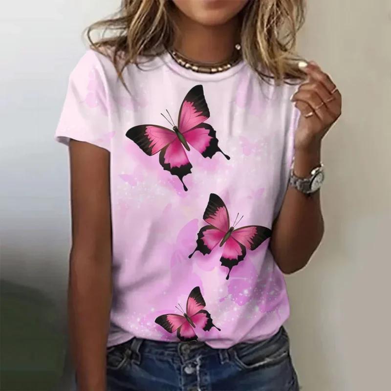 Fashion Women Clothing New Butterfly 3D Print T-shirt Personalized Casual Oversized T Shirt Harajuku Street Unisex Tops Tees