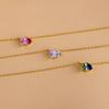 Fashion Double Color Zircon Necklace 14k Gold Plated Stainless Steel Necklace 316L Waterproof Jewelry Pendant Necklace