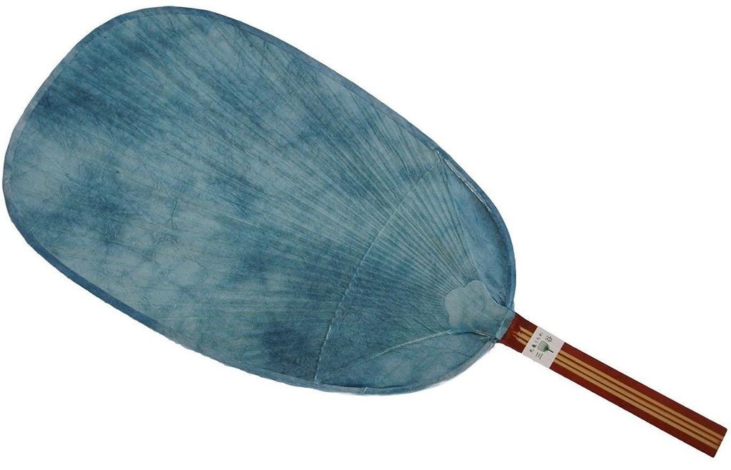 Shibu-Kaki Natur Gefertigt in Marugame Uchiwa Fächer, Gerbstoff, Bambus, Japan, (blau)