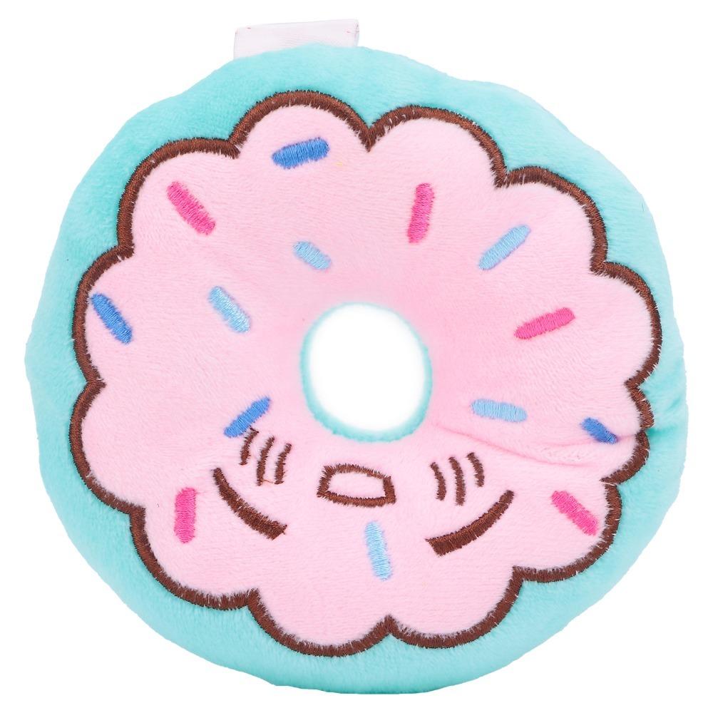 Plush Filled Donut Dog Toy Squeaker Inside Plush Pet Toy Food Shaped Dog Toy Daily Chewing синий