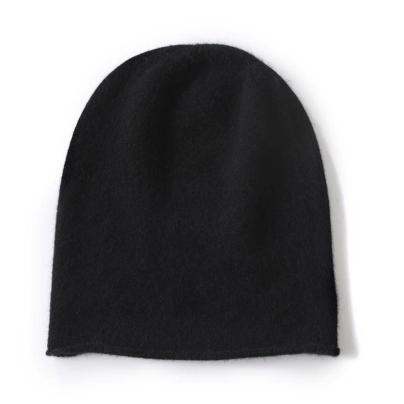 One-piece Thin Cashmere Knit Beanie Unisex Solid Color Versatile Warm Ear Protection Cold Hat