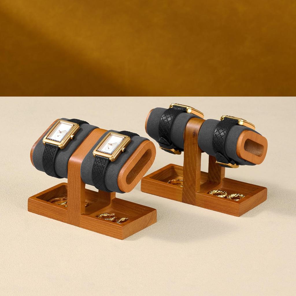 Oirlv Watch Holds 2 Compatible with Qualified SM25002 Stand, Watches, Wooden, Portable, Mini, Gift, Display, Storage, Photography, High-End, Stylish,