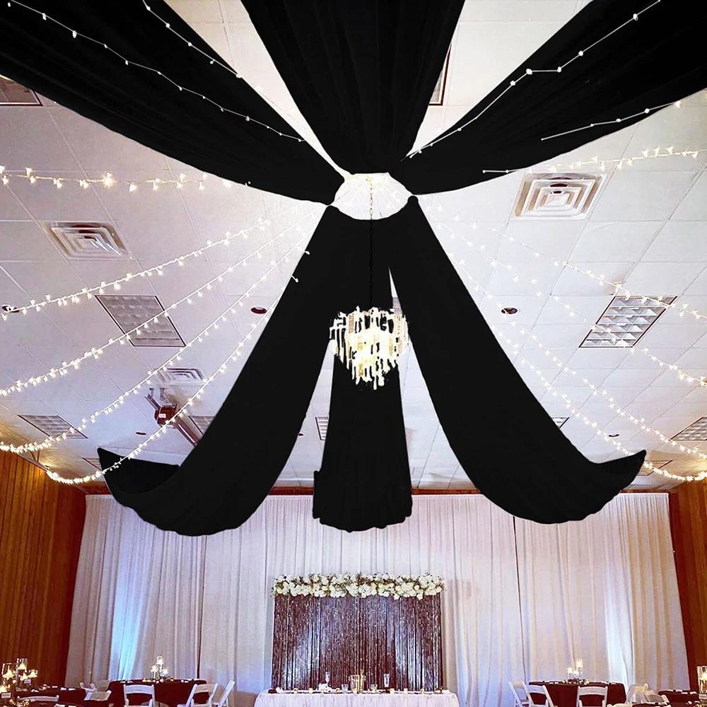 Runtow 1pc Black Ceiling Gauze, Outdoor Wedding Scene Decoration, Wedding Party Roof Veil ,Wedding Birthday Ceremony Supplies