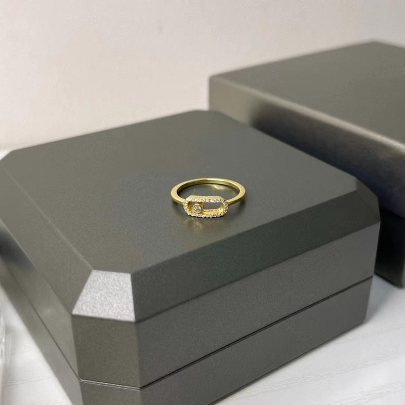 2024 MessiKa Sliding Hollow Diamond Ring: Fashionable Movable Single Stone Design for Men and Women Couples
