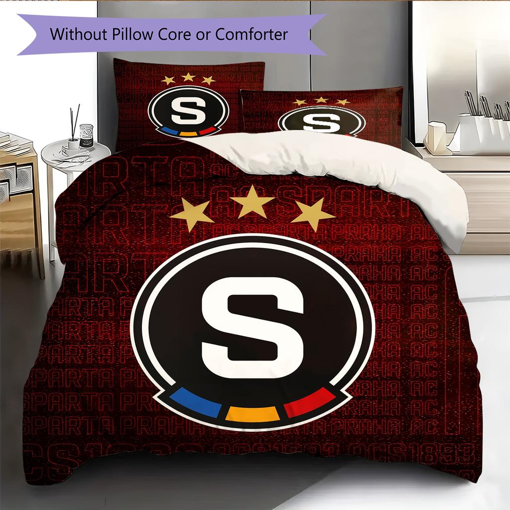 Sparta Prag Fußball Logo Muster Bettwäsche Heimdekoration Geburtstagsgeschenk (1 Bettbezug + 2 Kissenbezüge, ohne Füllung)