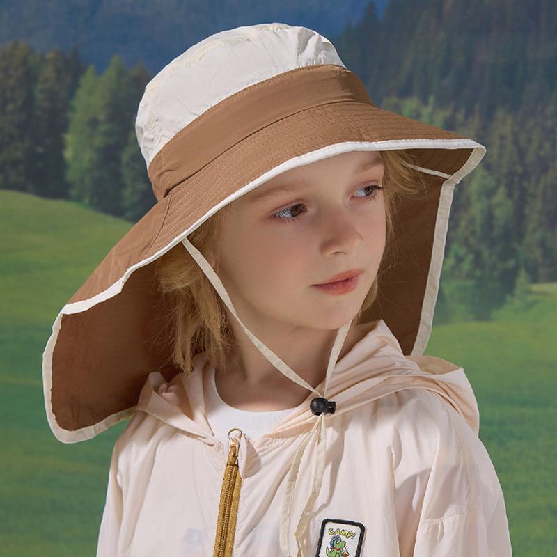 Kapelusz przeciwsłoneczny dla dzieci z osłoną na kark, kapelusz wędkarski z szerokim rondem dla niemowląt, chłopców, dziewczynek, na lato, na zewnątrz, regulowany, ochrona UV, 7 kolorów