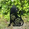 1/2Pcs Metal Cat Garden Decors Black Cat Silhouettes Outdoor Cat Stakes for Outdoor Animal Sculpture Decorations