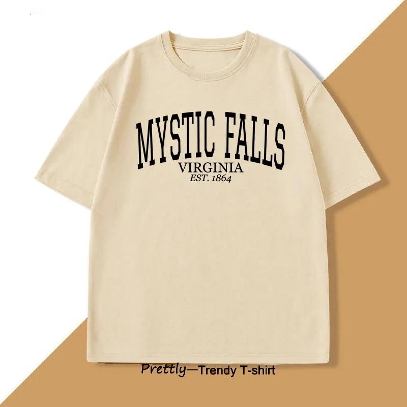 Mystic Falls Virginia Est1864 T Shirts for Virginia Casual Vampire Fan Salvatore TShirt Vintage Damon Printed Tshirt Clothes