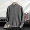 Winter thickened stand-up neck cashmere cardigan semi-turtleneck cashmere shirt zipper jacket air layer top