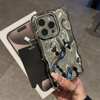 Electroplated Fine Hole Stone Pattern Phone Case for Apple 17PRO Minimalist Trendy Goddess High-end Feeling Electroplated Phone Case