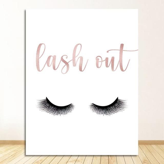 Posters and Prints Hello Gorgeous Sign Rose Gold Canvas Painting Girls Gifts Wall Art Decor Fashion Eyelashes Lipstick Makeup