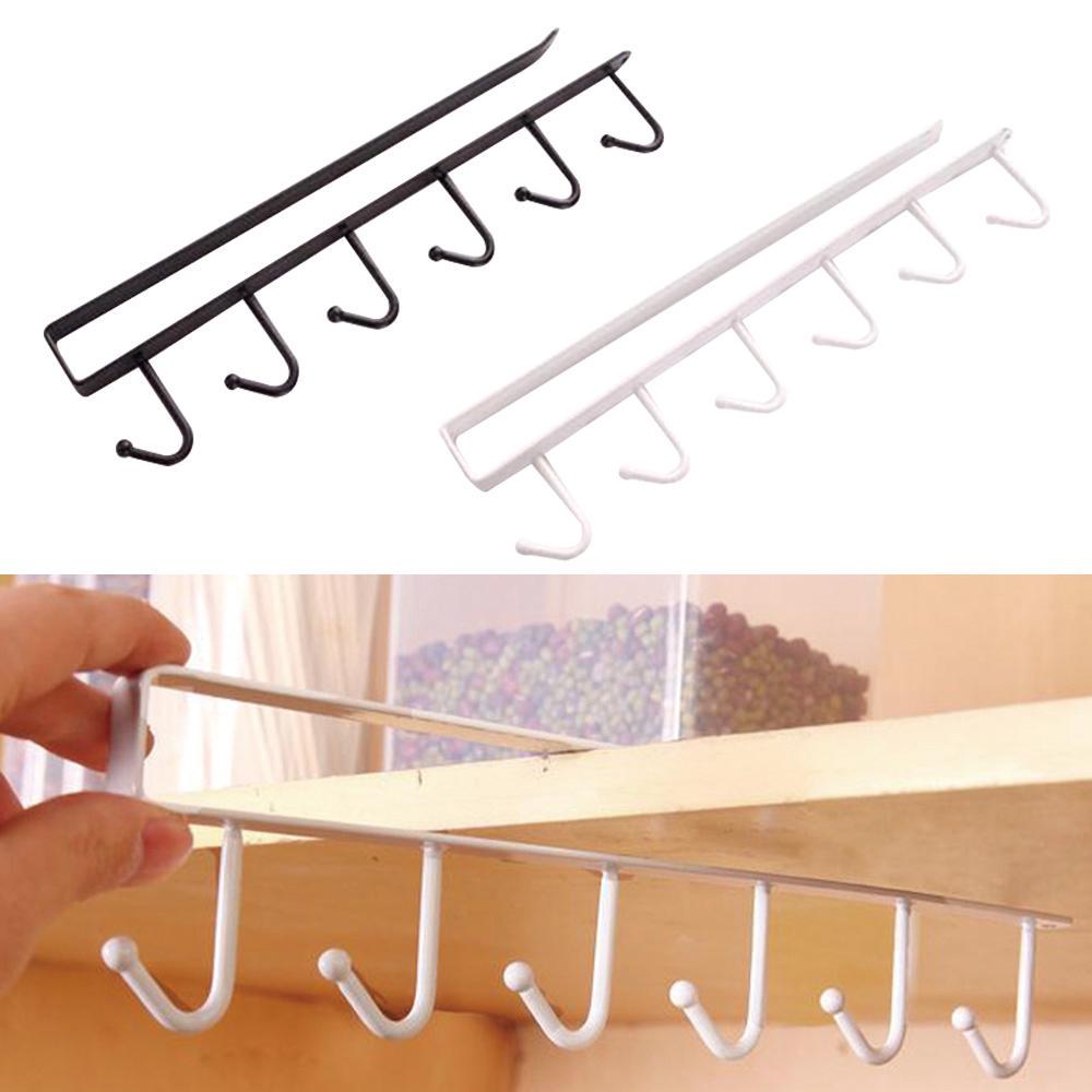 Iron Kitchen Storage Rack Cupboard Hanging Hook Shelf Dish Hanger Chest Storage Shelf With 6 Hooks