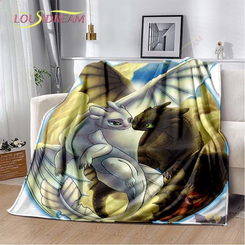 Κινούμενο Σχέδιο Πώς να Εκπαιδεύσεις τον Δράκο σου Χαριτωμένη Κουβέρτα Ελαφρύ Κλινοσκεπάσματα Εξαιρετικά Μαλακή Ζεστή Κουβέρτα Φλις για Κρεβάτι Σαλόνι Καναπέ