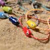 2Pcs Ceramic Fish Bracelet For Women Handmade Woven Colored Rope Boho Wrap Charm Bracelet Friendship Popular Jewelry