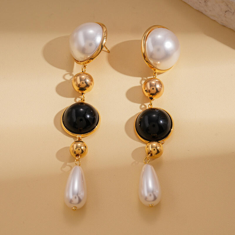French Vintage Imitation Pearls Tassel Earrings for Women Ladies Geometric Circular Water Droplet Dangle Earrings Jewelry Gifts