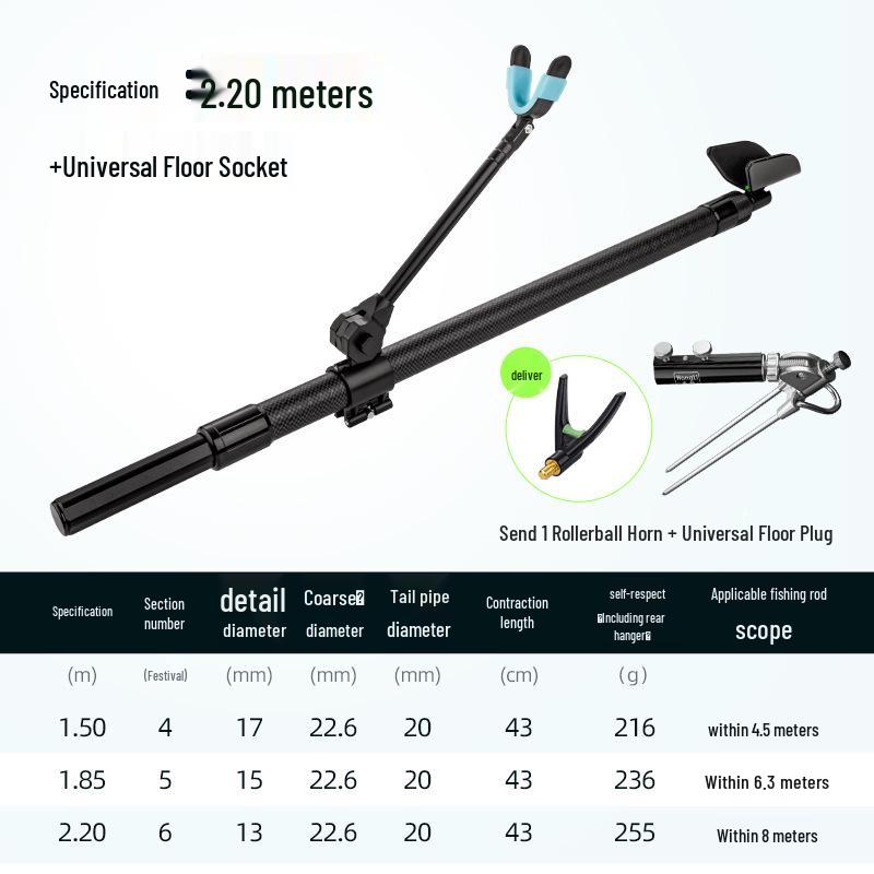 Ultra-Light Carbon Fiber Rod Holder with Ground Stake for Fishing Box