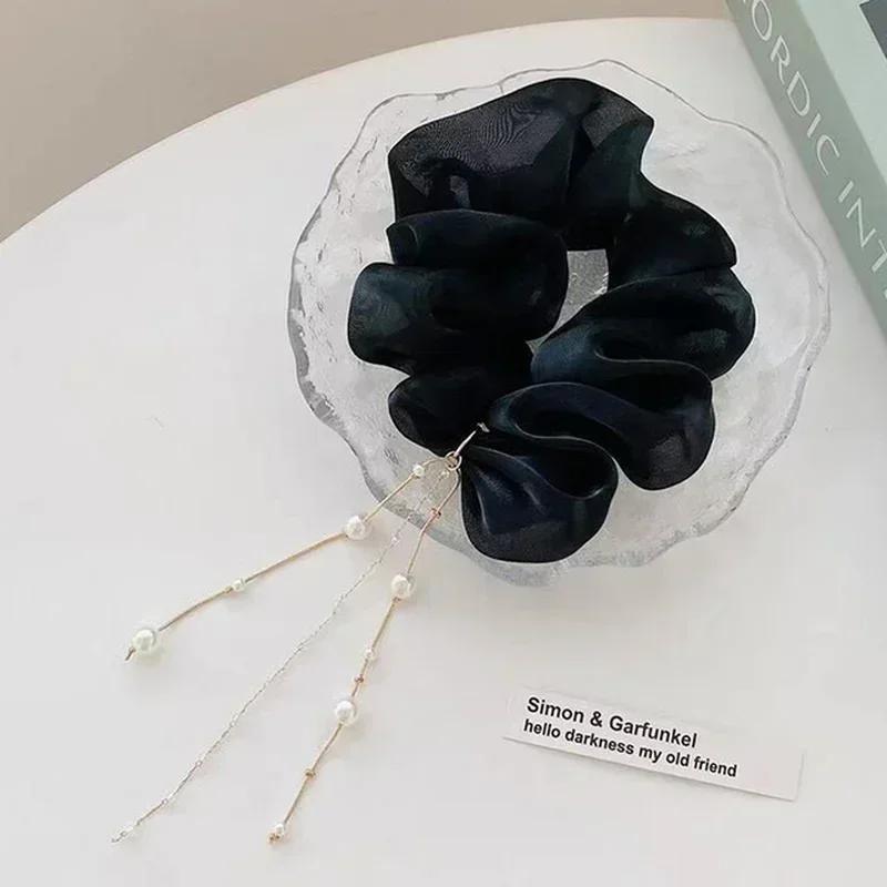 Girl's Fashion Tassel Pearl Curly Hair Tie Gentle and Elegant Headband Girl's Temperament Hair Accessories Creative Gifts Decor