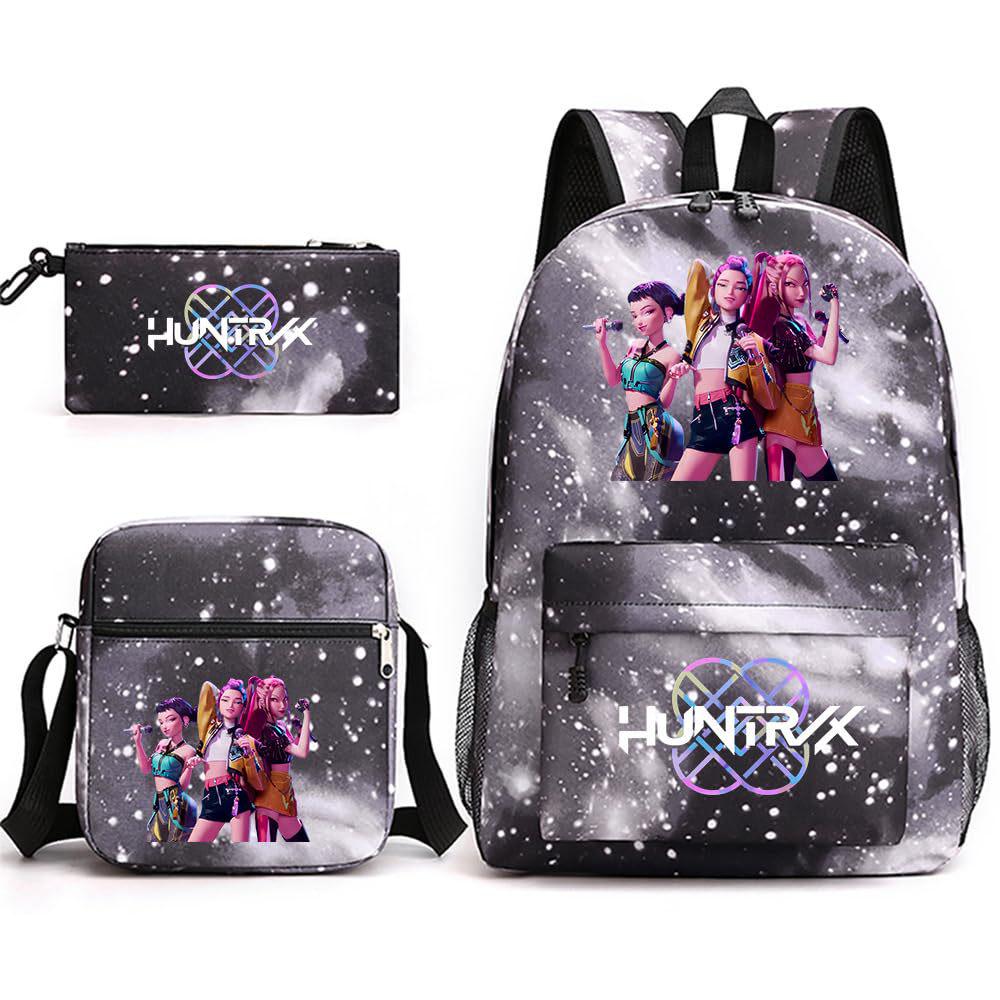 K-POP Demon Hunter Girl Group Children's Backpack, Pencil Case, and Shoulder Bag Set for Middle School Students