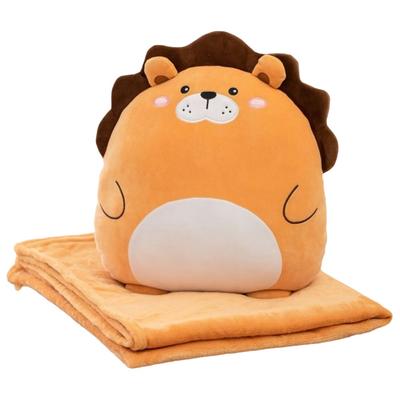 Multfunctional Flannel Cartoon Pillow Quilt Soft Comfortable Animal Pillow Blanket Stuffed Storage Design Nap Blanket Office