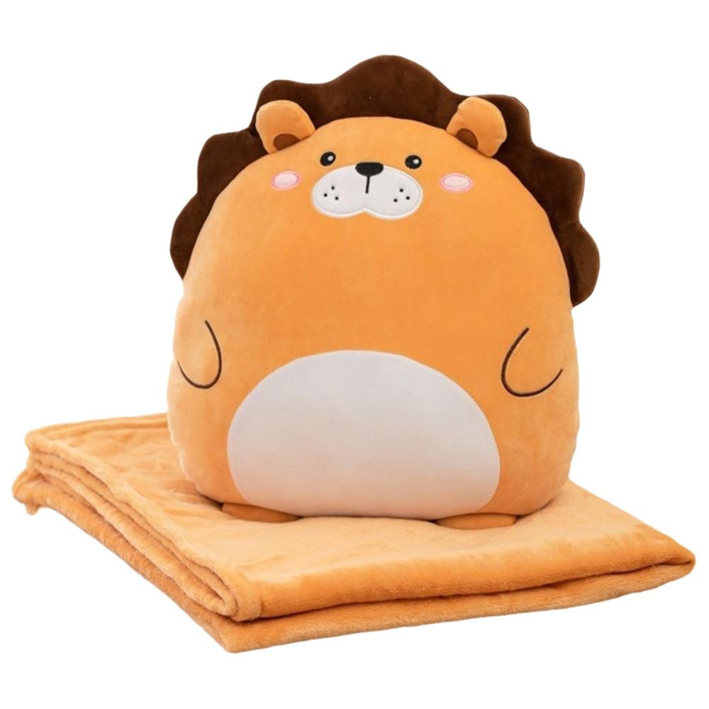 

Flannel Animal Pillow Blanket Soft 2 In 1 Cushion Blanket Cute Cartoon Pillow Quilt Travel Style B